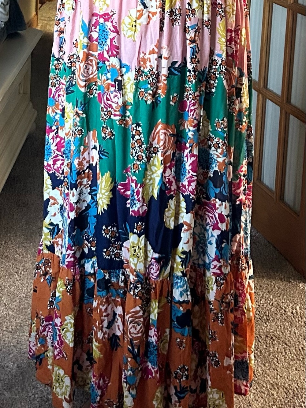 Anthropologie Multicolor Floral Maxi Dress - Yellow, Pink, Teal, Navy - Picture 3 of 6